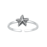 Sterling Silver Oxidized Starfish Toe Ring