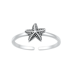 Sterling Silver Oxidized Starfish Toe Ring