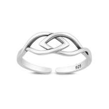 Load image into Gallery viewer, Sterling Silver Oxidized And Polished Interlocking Ichthys Toe Ring