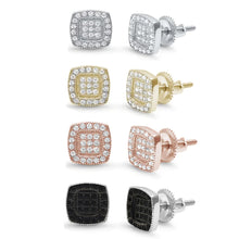 Load image into Gallery viewer, Sterling Silver 8mm Square Micro Pave Stud Earrings