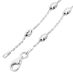 Sterling Silver Italian 3mm Oval Diamond Cut Bead Station Chain Necklace