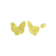 Load image into Gallery viewer, 14K Yellow Gold Butterfly Screw Back Stud Earrings