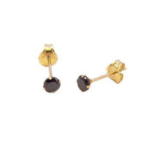Load image into Gallery viewer, 14K Yellow Gold Black CZ Butterfly Backing Stud Earrings