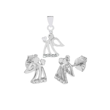 Load image into Gallery viewer, Sterling Silver Angel CZ Earrings And Pendant Set