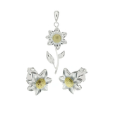 Sterling Silver Sunflower Earrings And Pendant Set