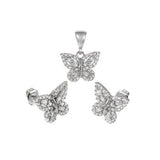 Sterling Silver Butterfly CZ Earrings And Pendant Set