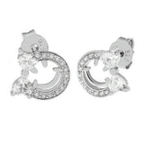Sterling Silver Happy Emoji Girl CZ Stud Earrings