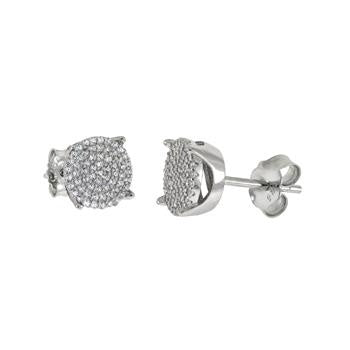 Sterling Silver Rhodium Plated Micro Pave CZ Stud Earrings