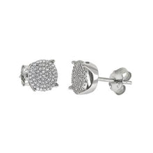 Load image into Gallery viewer, Sterling Silver Rhodium Plated Micro Pave CZ Stud Earrings