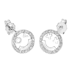Sterling Silver Emoji CZ Stud Earrings