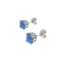 Load image into Gallery viewer, Sterling Silver Blue Opal Stud Earrings