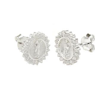 Sterling Silver Lady Of Guadalupe Stud Earrings