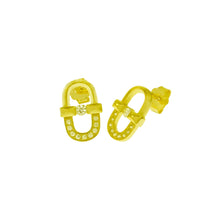 Load image into Gallery viewer, Sterling Silver Gold Plated CZ Stud Earrings