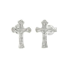 Load image into Gallery viewer, Sterling Silver Crucifix Cross Stud Earrings