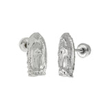 Sterling Silver Lady Of Guadalupe With Screw Back Stud Earrings