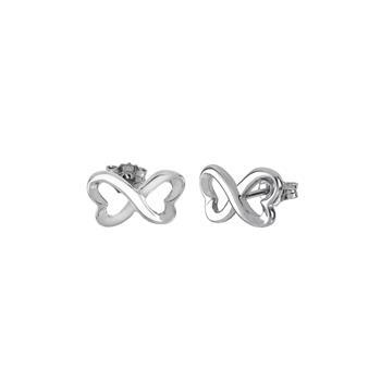 Sterling Silver Rhodium Plated Infinity Stud Earrings