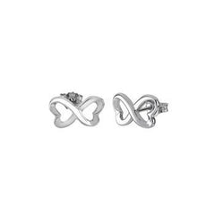 Sterling Silver Rhodium Plated Infinity Stud Earrings