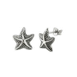 Sterling Silver Oxidized Starfish Stud Earrings