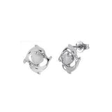 Sterling Silver Rhodium Plated Double Dolphin With Heart Stud Earrings