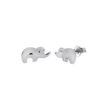 Sterling Silver Rhodium Plated Elephant Stud Earrings