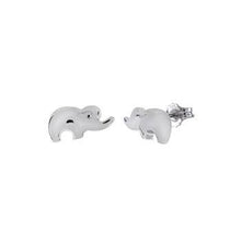 Load image into Gallery viewer, Sterling Silver Rhodium Plated Elephant Stud Earrings