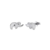 Sterling Silver Rhodium Plated Elephant Stud Earrings