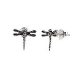Sterling Silver Oxidized Dragonfly Stud Earrings