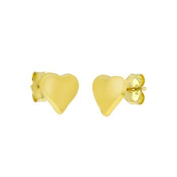 Sterling Silver Gold Plated Heart Stud Earrings