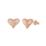 Sterling Silver Rose Plated Heart Stud Earrings