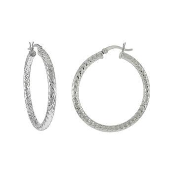 Sterling Silver Diamond Cut Hoop Earrings