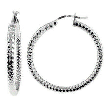 Load image into Gallery viewer, Sterling Silver Round Tube Diamond Cut Hoop Earrings