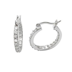 Sterling Silver Inside Out Cubic Zirconia Hoop Earrings
