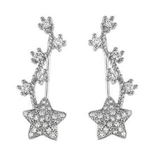 Load image into Gallery viewer, Sterling Silver Star CZ Clip Ear Climbers Earrings