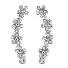 Load image into Gallery viewer, Sterling Silver Flower CZ Ear Climbers Clip Earrings