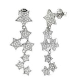 Sterling Silver Rhodium Plated Star Cubic Zirconia Dangle Earrings