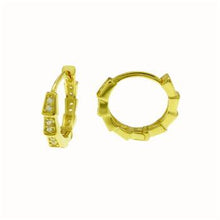 Load image into Gallery viewer, Sterling Silver Gold Plated CZ Huggie Hoop Earrings