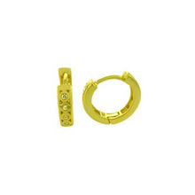 Load image into Gallery viewer, Sterling Silver Gold Plated CZ Huggie Hoop Earrings