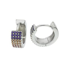 Load image into Gallery viewer, Sterling Silver Multi Color CZ Huggie Hoop Earrings