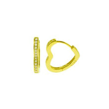Load image into Gallery viewer, Sterling Silver Gold Plated Heart Shape CZ Huggie Hoop Earrings