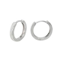 Load image into Gallery viewer, Sterling Silver Rhodium Plated Square Tube Huggie Hoop Earrings