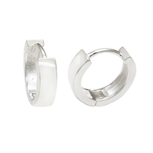 Load image into Gallery viewer, Sterling Silver Satin Finished Rhodium Huggie Hoop Earrings