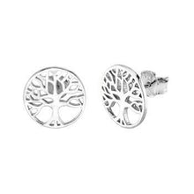 Load image into Gallery viewer, Sterling Silver Tree Of Life Stud Earrings