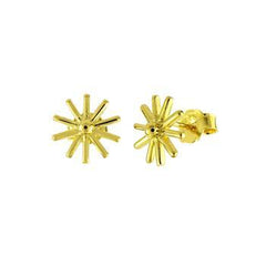 Sterling Silver Gold Plated Starburst Stud Earrings