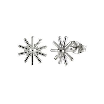Sterling Silver Rhodium Plated Starburst Stud Earrings