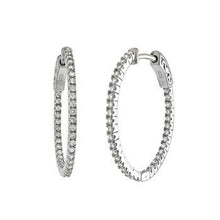 Load image into Gallery viewer, Sterling Silver Micro Pave CZ Inside Out Oval Hoop Earrings