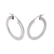 Load image into Gallery viewer, Italian Sterling Silver Greek Key Hoop Earrings