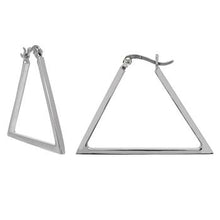 Load image into Gallery viewer, Sterling Silver Square Tube Triangle Hoop Earrings