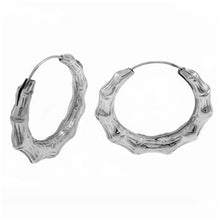 Load image into Gallery viewer, Sterling Silver Bamboo Hoop Earrings