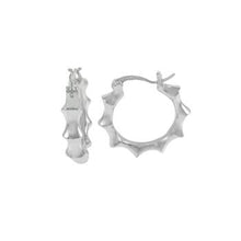 Load image into Gallery viewer, Sterling Silver Small Bamboo Hoop Earrings