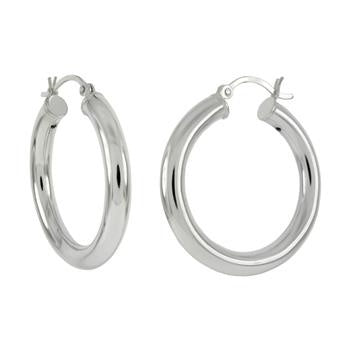 Sterling Silver Round Tube Hoop Earrings